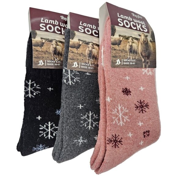 Women Lamb Wool Socks, Thermal Warm Winter Boot Crew Cozy Socks, 3 Pairs, NWT - Picture 1 of 5